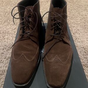 Boss Men's Dark Brown Suede Chukka Boots